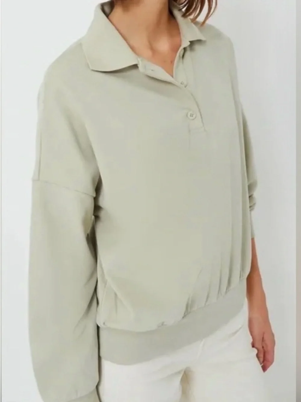 Tuckernuck Pomander Place Sage Bode Polo Sweatshirt NWT Oversized XS - Picture 3 of 12